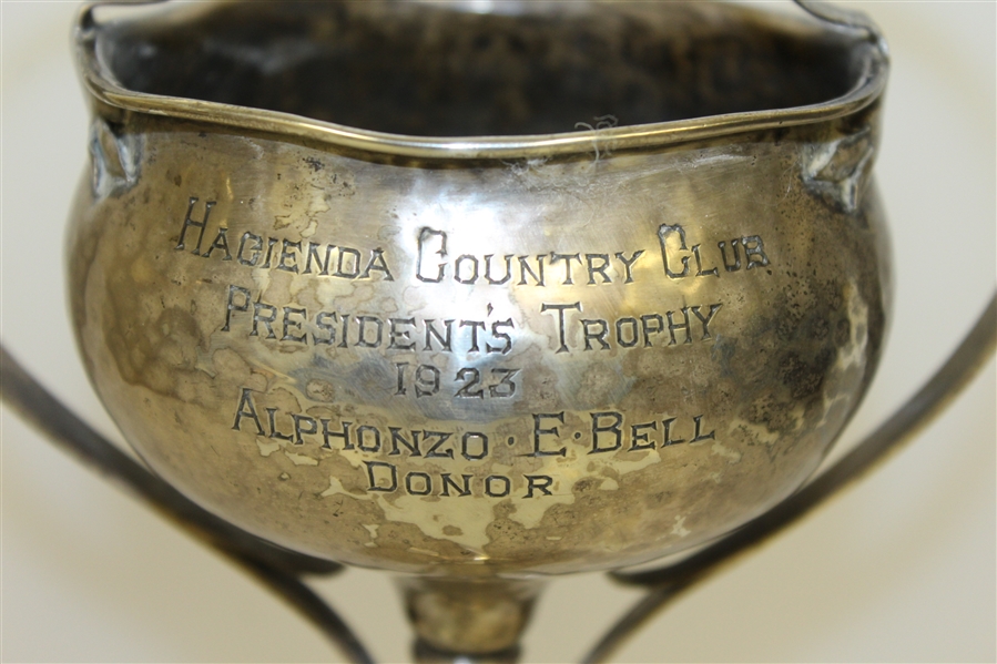 1923 Sterling Silver Hacienda CC President's Trophy First Tournament Won by C.L. Crumrine