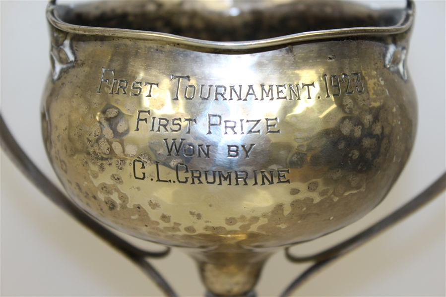 1923 Sterling Silver Hacienda CC President's Trophy First Tournament Won by C.L. Crumrine