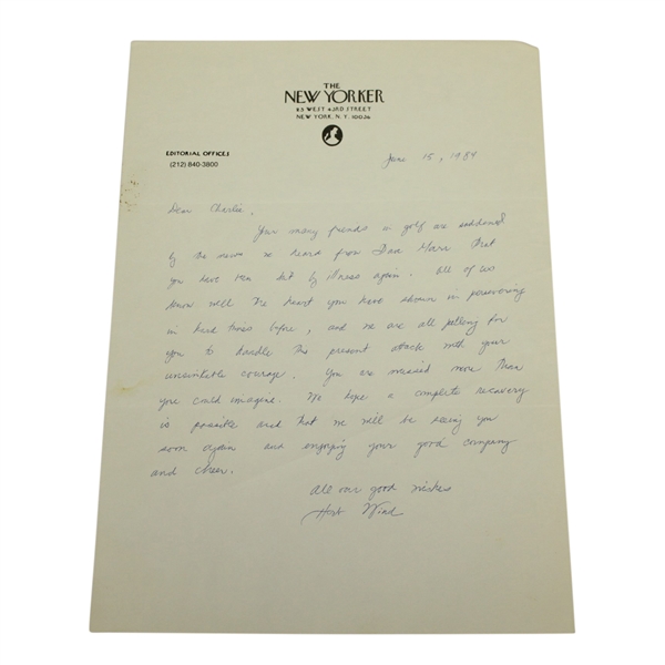 Herbert Warren Wind Signed Handrwitten Letter to Charles Price - June 15, 1984 JSA ALOA