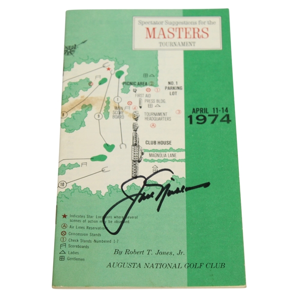 Jack Nicklaus Signed 1974 Masters Spectator Guide JSA ALOA
