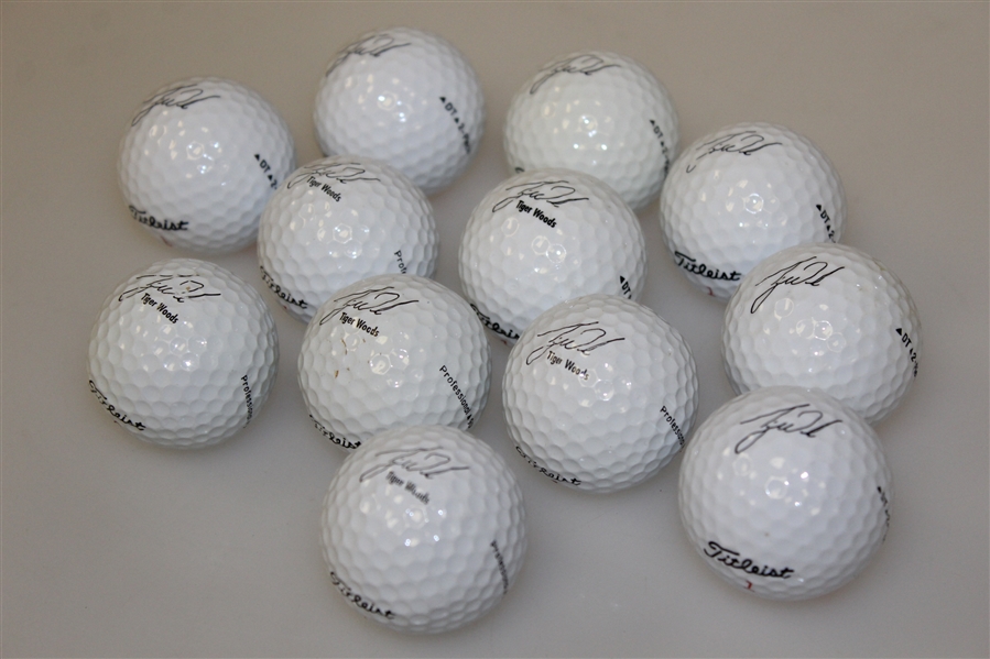 Dozen Tiger Woods Autograph Titleist 'Wheaties' & 'American Express' Logo Golf Balls