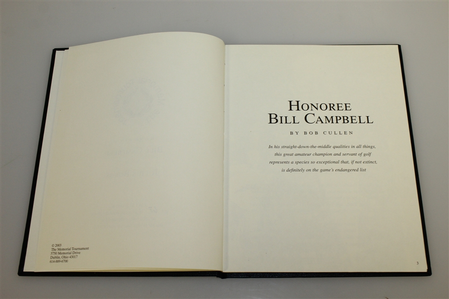2003 Memorial Tournament Ltd Ed Book Honoring Bill Campbell and Julius Boros #67/250