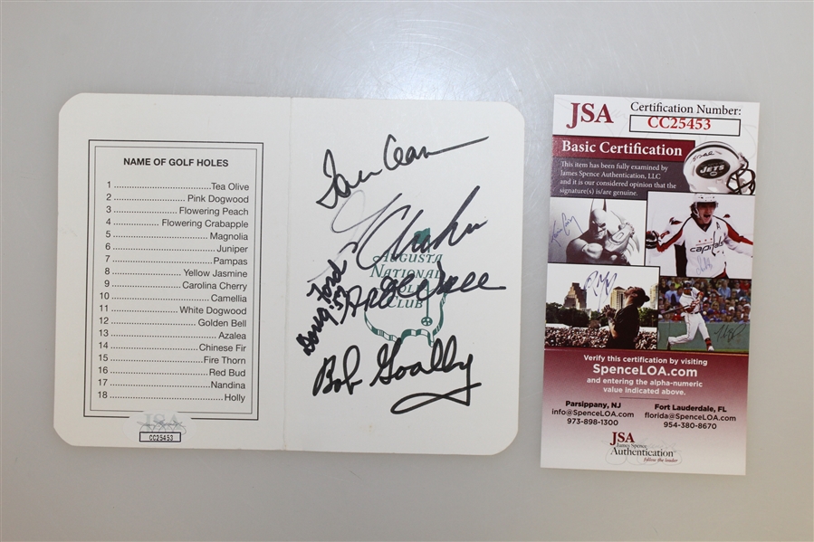 Multi-Signed Augusta National Golf Club Scorecard by previous Masters Champions - JSA #CC25453