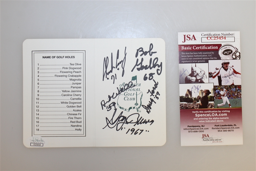 Multi-Signed Augusta National Golf Club Scorecard By Previous Masters Champions - JSA #CC25454