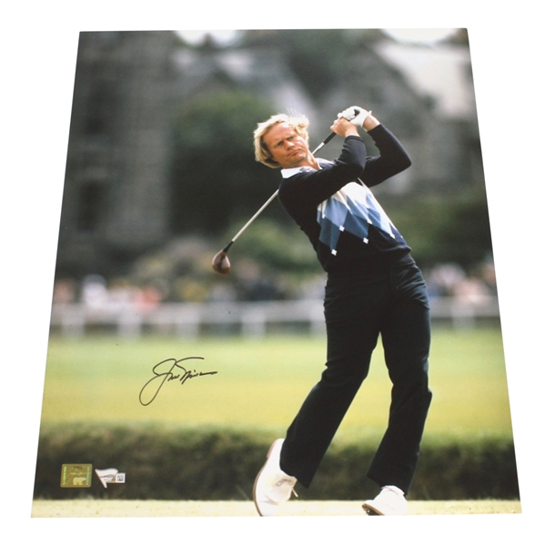 Jack Nicklaus Signed 16x20 1978 Open Driving Photo w/Golden Bear Authentication Stickers