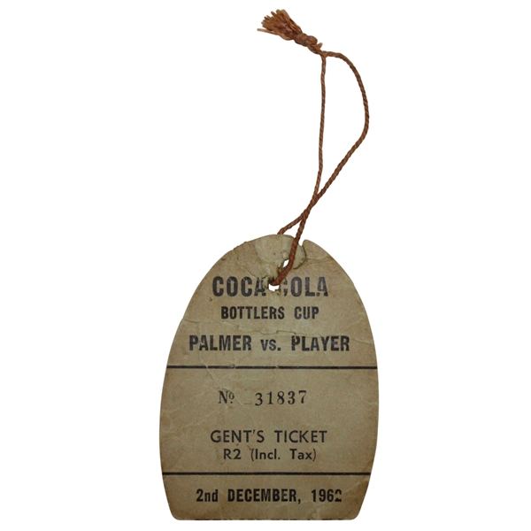 1962 Coca Cola Bottler Cup Arnold Palmer/Gary Player Ticket (Seldom Seen)