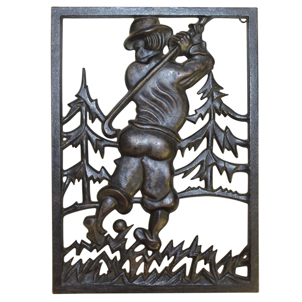 Antique Cast Iron Golfer Plaque Stamped Germany