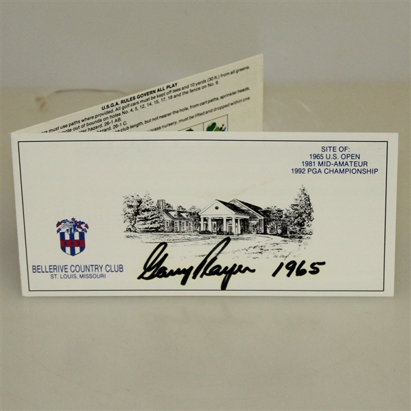 Gary Player Signed/Dated Bellerive Country Club Scorecard - Site Of the US Open (Wins) JSA AOLA