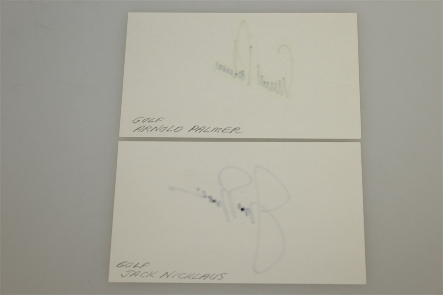 Arnold Palmer & Jack Nicklaus Signed Index Cards JSA ALOA