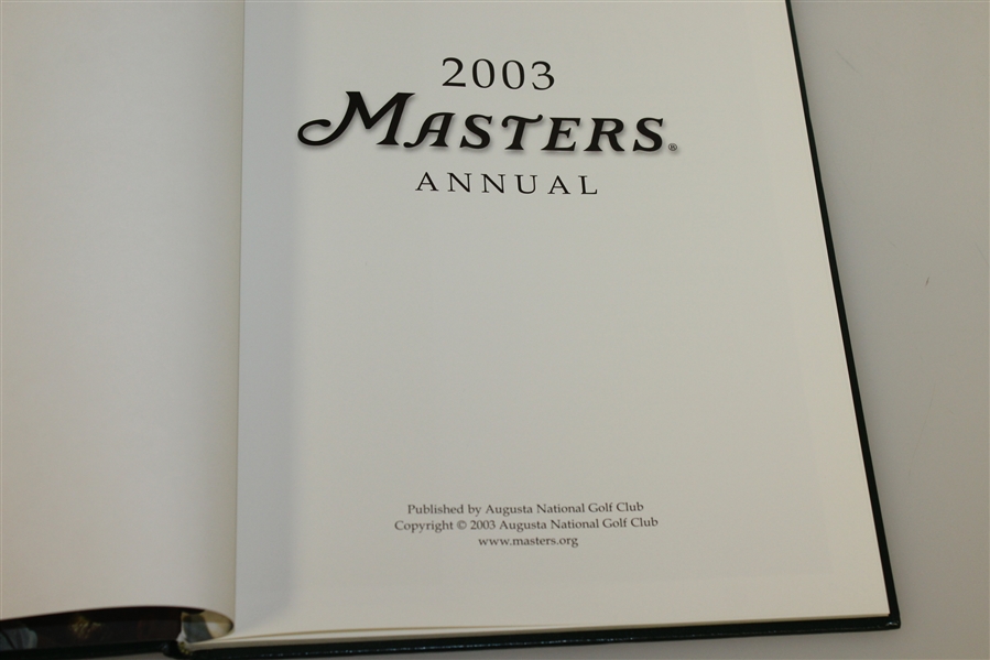 2003 Masters Tournament Annual - Mike Weir Win