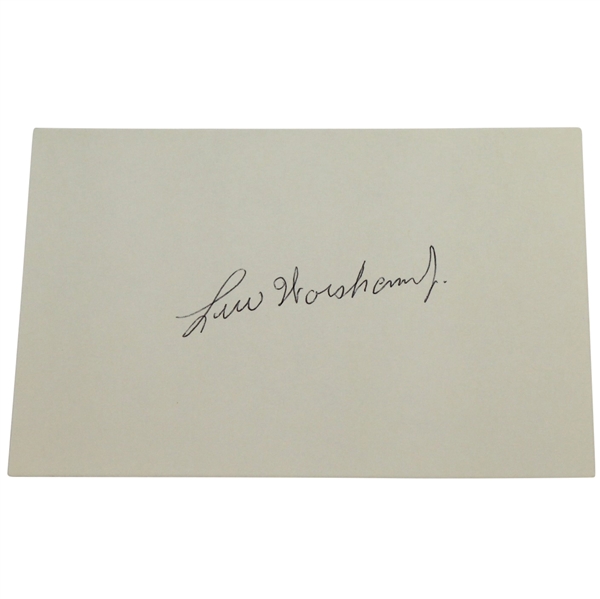 Lew Worsham Signed 4x6 Card JSA ALOA