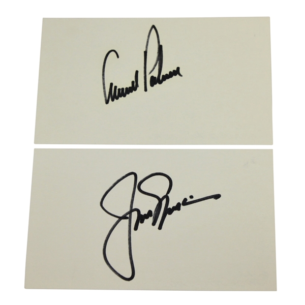 Arnold Palmer & Jack Nicklaus Signed Index Cards JSA ALOA
