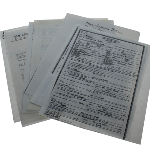 Assorted Photocopies of Documents and Letters of Ben Hogan