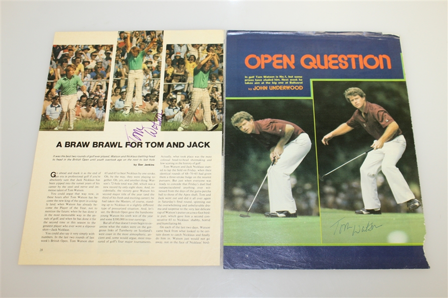 Tom Watson Signed Magazine Pages, Pamphlet Page, & Album Page JSA AOLA