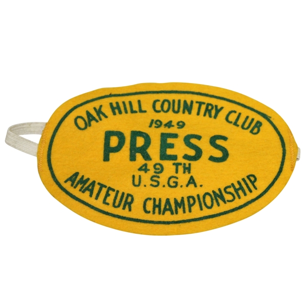 1949 USGA Amateur Championship Media Arm Band - Oak Hill Country Club