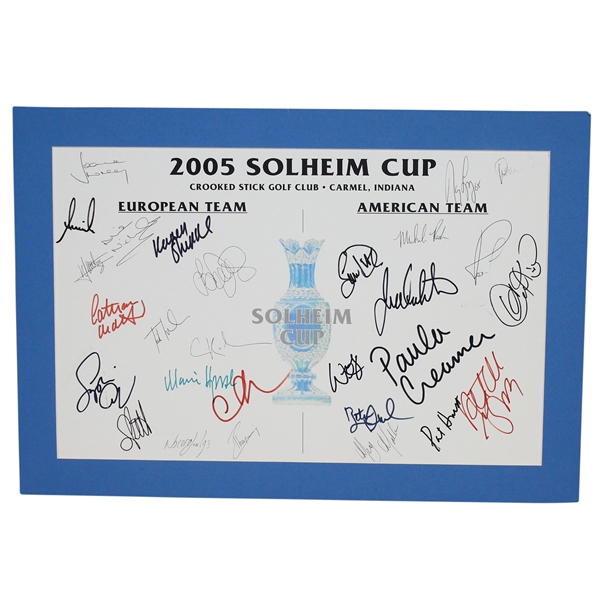 American & European Team Signed 2005 Solheim Cup Sheet JSA AOLA