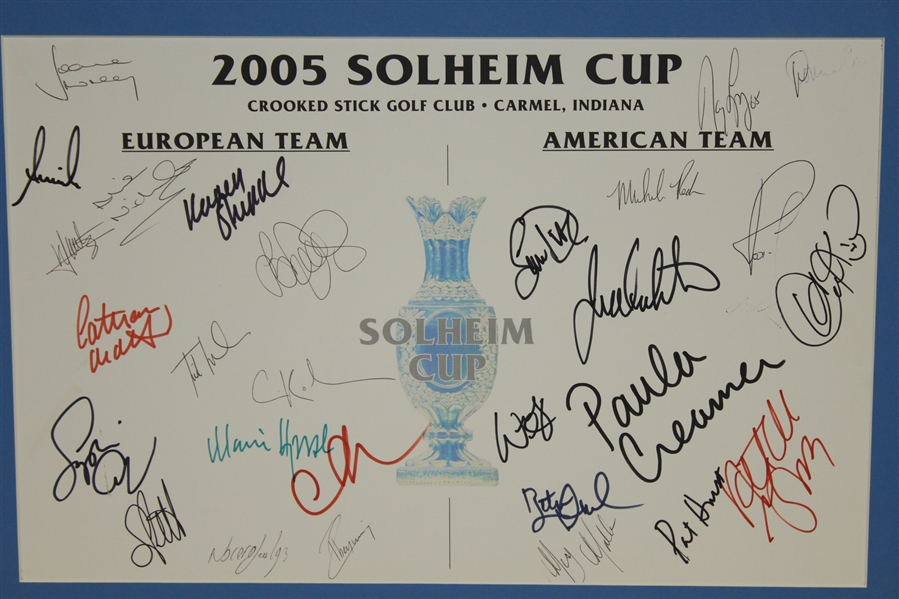 American & European Team Signed 2005 Solheim Cup Sheet JSA AOLA