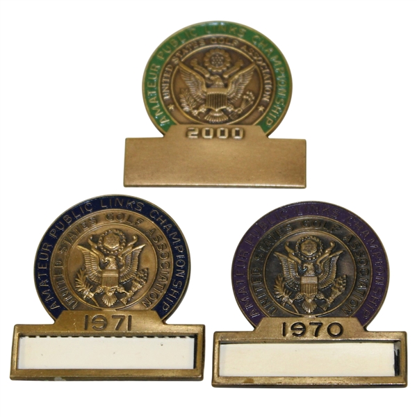 1970, 1971, & 2000 USGA Amateur Public Links Contestant Badges