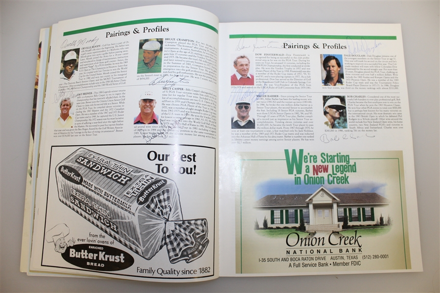 Multi-Signed Onion Creek Club 1987 Legends Of Golf Program/Pairing Guide - Snead, Goalby, Bolt, Harbert & Others JSA AOLA