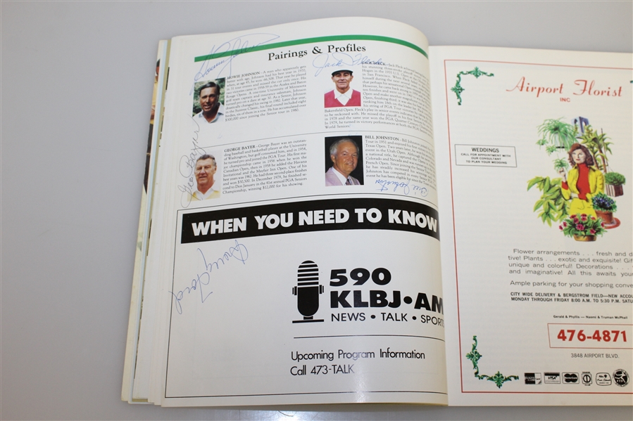 Multi-Signed Onion Creek Club 1987 Legends Of Golf Program/Pairing Guide - Snead, Goalby, Bolt, Harbert & Others JSA AOLA