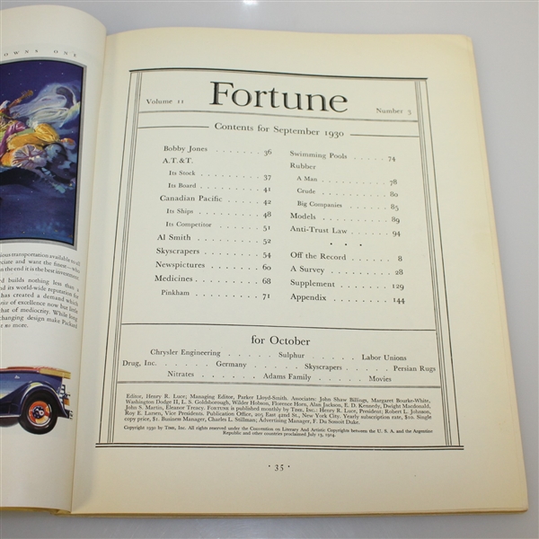 1930 Fortune Magazine w/ Bobby Jones Wins British Open At St. Andrews Currier & Ives Print