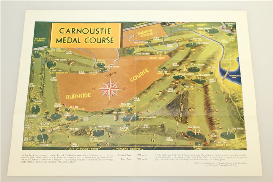 1953 British Open Championship at Carnoustie Course Plan - Hogan Winner