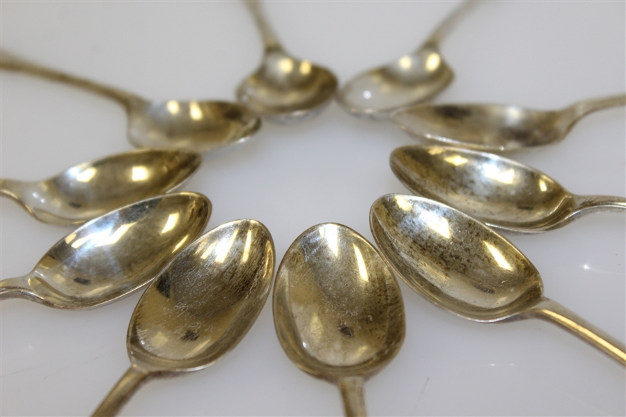 Ten Sterling Silver Crossed Clubs with Golf Ball Themed Spoons