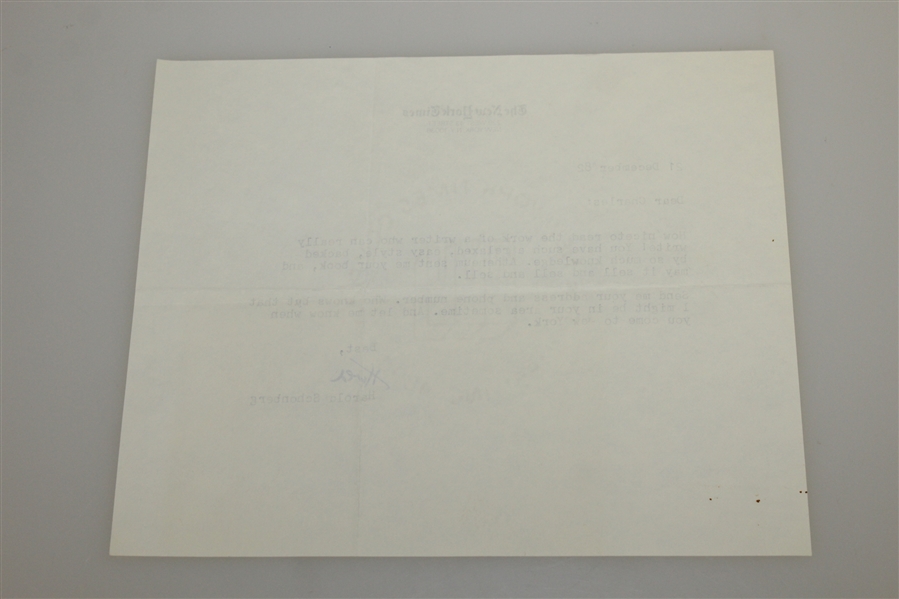 Harold Schonberg Signed Three Letters to Charles Price JSA ALOA