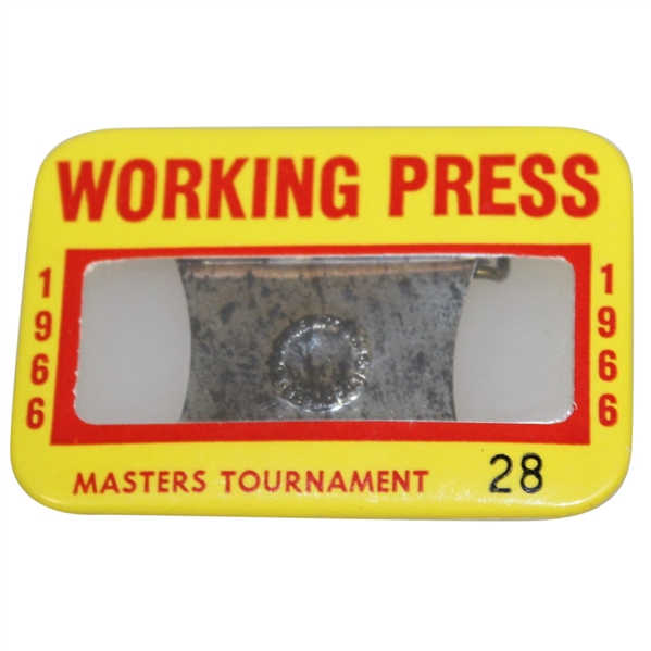 1966 Masters Tournament Working Press Badge #28 - Jack Nicklaus Winner
