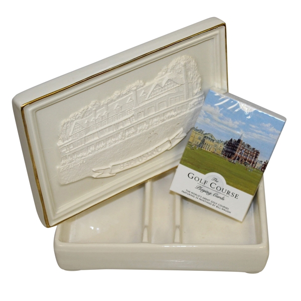 Baltusrol Porcelain Card Holder with Commemorative Playing Cards by Artist Bill Waugh