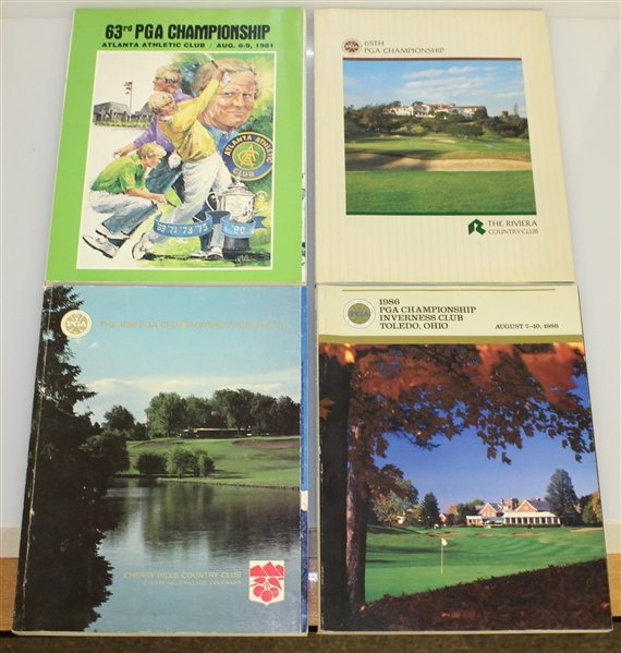 Eight PGA Championship Official Programs - 1965, 1973, 1978, 1980-1981, 1983, & 1985-1986