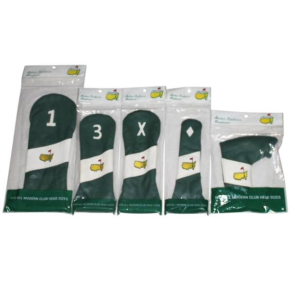 Five Masters Exclusive Leather Headcovers - Driver, 3 Wood, Utility, Hybrid, & Putter