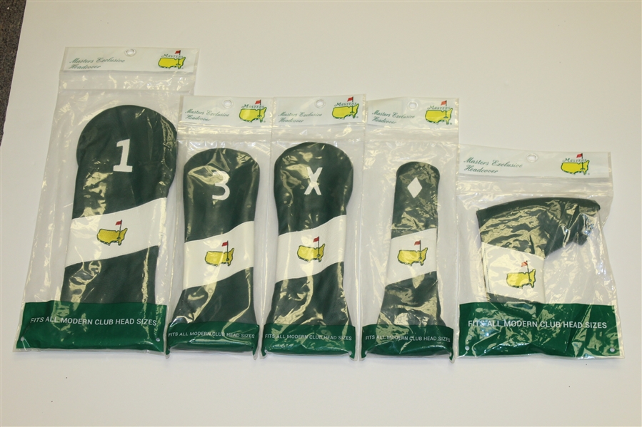 Five Masters Exclusive Leather Headcovers - Driver, 3 Wood, Utility, Hybrid, & Putter