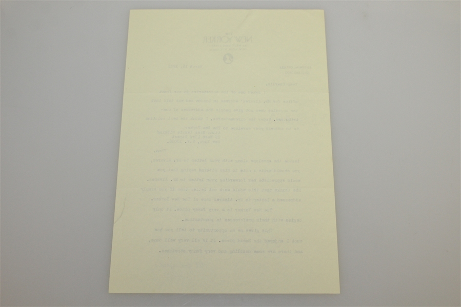 Herbert Warren Wind Five Signed Letters to Charles Price JSA ALOA