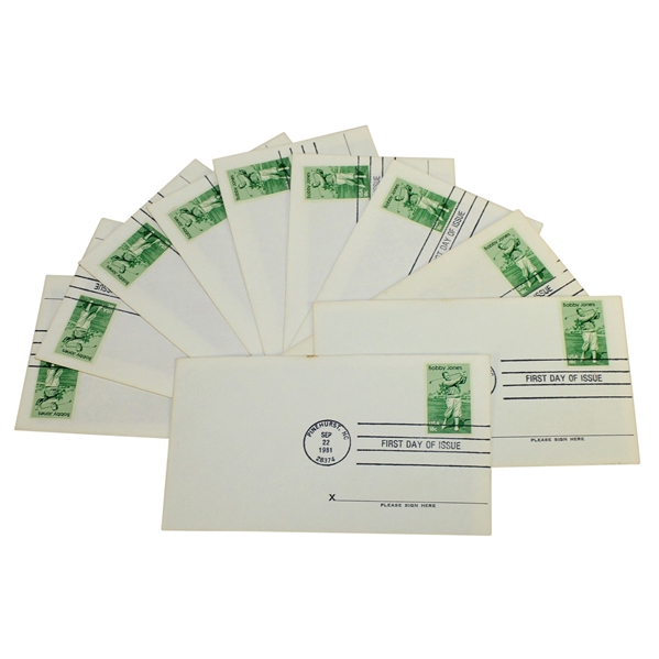 10 Bobby Jones First Day Covers w/ Jones Stamp & 1981 Pinehurst Postal Mark