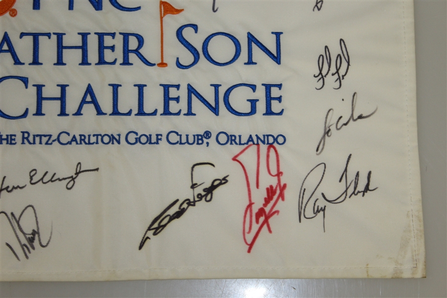 Multi Signed Father/Son Flag Including 11 Hall Of Fame Players JSA AOLA