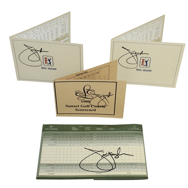 Jim Furyk Signed Lancaster CC <i>Sunset Golf Course</i>, Meadia Heights GC, & TPC River Highlands(x2) Scorecards JSA ALOA