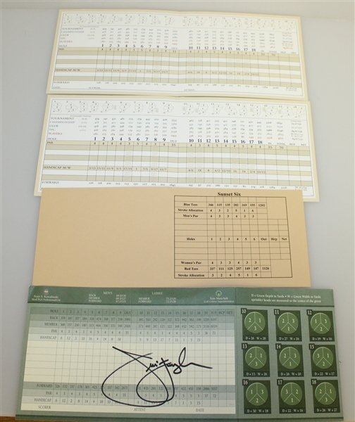 Jim Furyk Signed Lancaster CC <i>Sunset Golf Course</i>, Meadia Heights GC, & TPC River Highlands(x2) Scorecards JSA ALOA