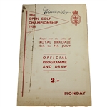 1954 The Open at Royal Birkdale Official Monday Programme - Peter Thomson Winner