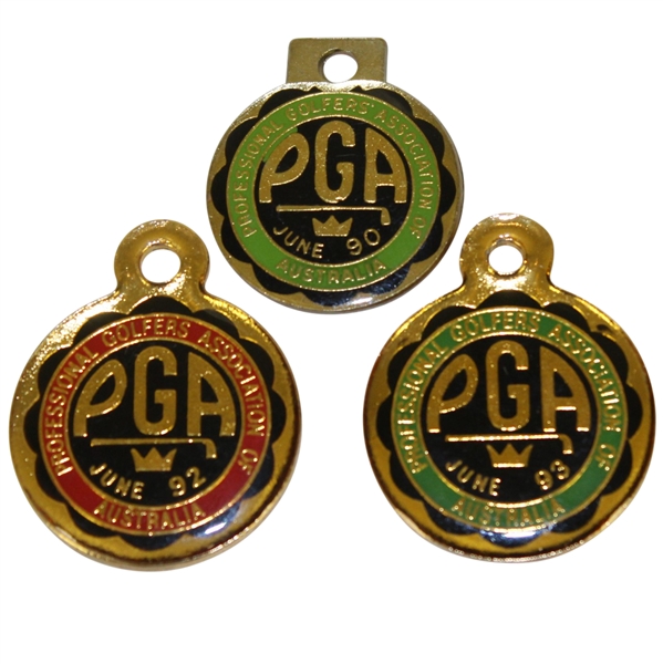 David Graham's 1990, 1992, & 1993 Australian PGA Member Badges - June