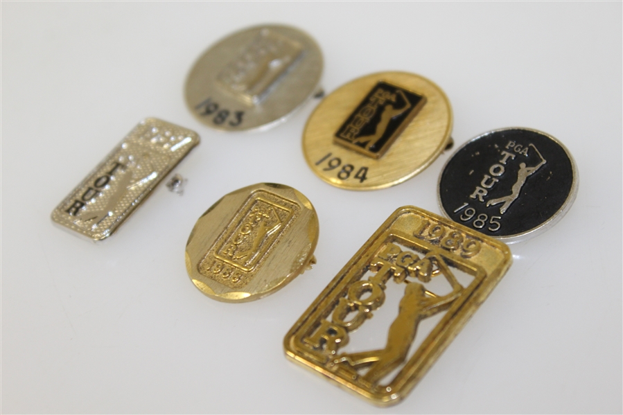 1983, 1984, 1985, 1987, 1988, & 1989 PGA Tour Member Badges/Pins