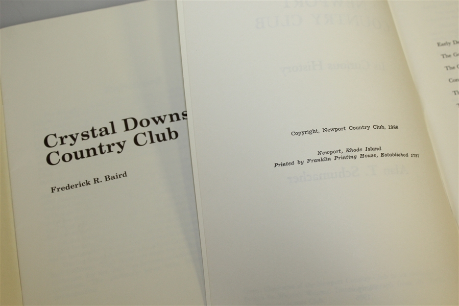 Philadelphia CC, Canoe Brook CC, Crystal Downs CC, & Newport CC Club History Books