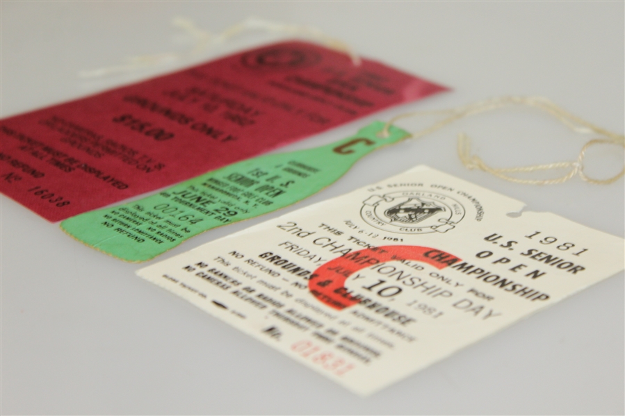 First Three US Senior Open Tournament Tickets - 1980, 1981, & 1982