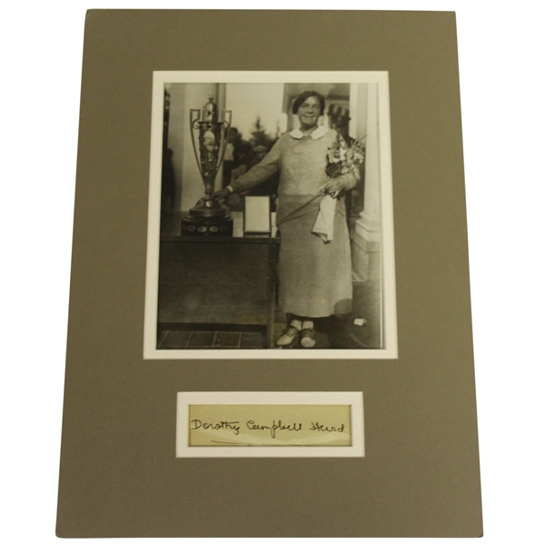 Dorothy Campbell Herd Signed Cut Album Page with Wire Photo - Matted JSA ALOA