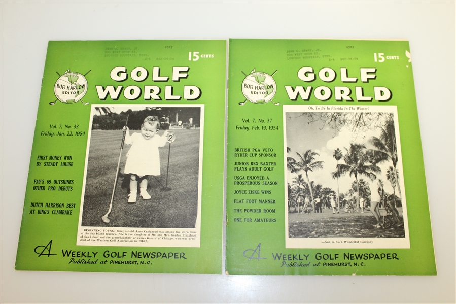 Four Vintage 'Golf World' Weekly Golf Magazines - Sept 1952 & Jan-Feb-March 1954