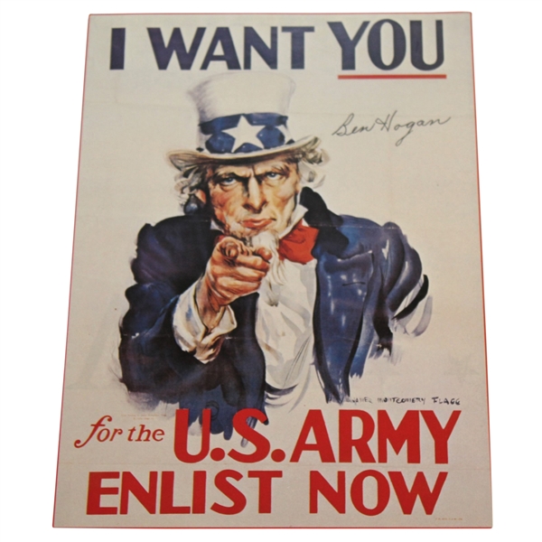 Ben Hogan Signed Uncle Sam 'I Want You for the US Army Now' WWII Poster Page JSA ALOA