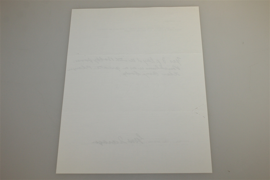 Gene Sarazen Signed & Handwritten Response Letter Comparing Jones with Nicklaus & Palmer JSA ALOA