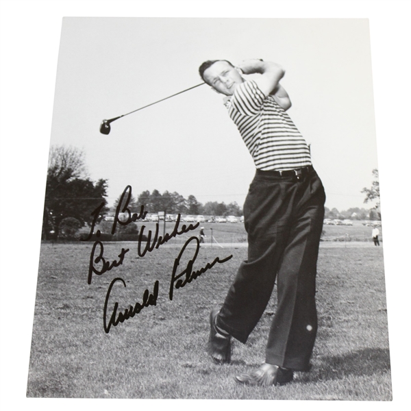 Arnold Palmer Signed & Personalized Youthful 8x10 Post-Swing Photo JSA ALOA