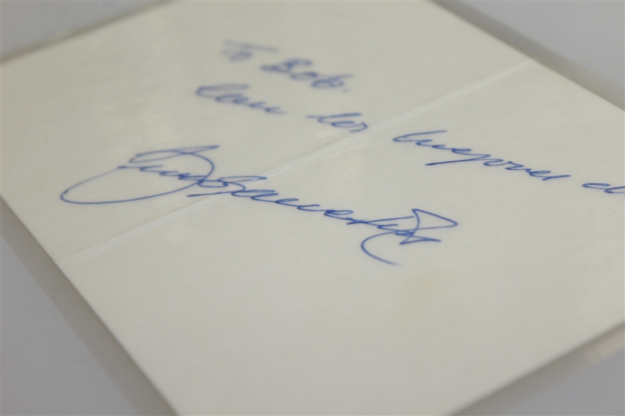 Seve Ballesteros Signed & Inscribed 4x6 Note Card - Laminated JSA ALOA