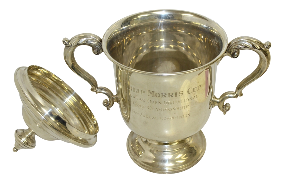  1960's Philip Morris Cup Caracas, Ven. Open Inv. Sterling Silver Loving Cup Trophy With Lid